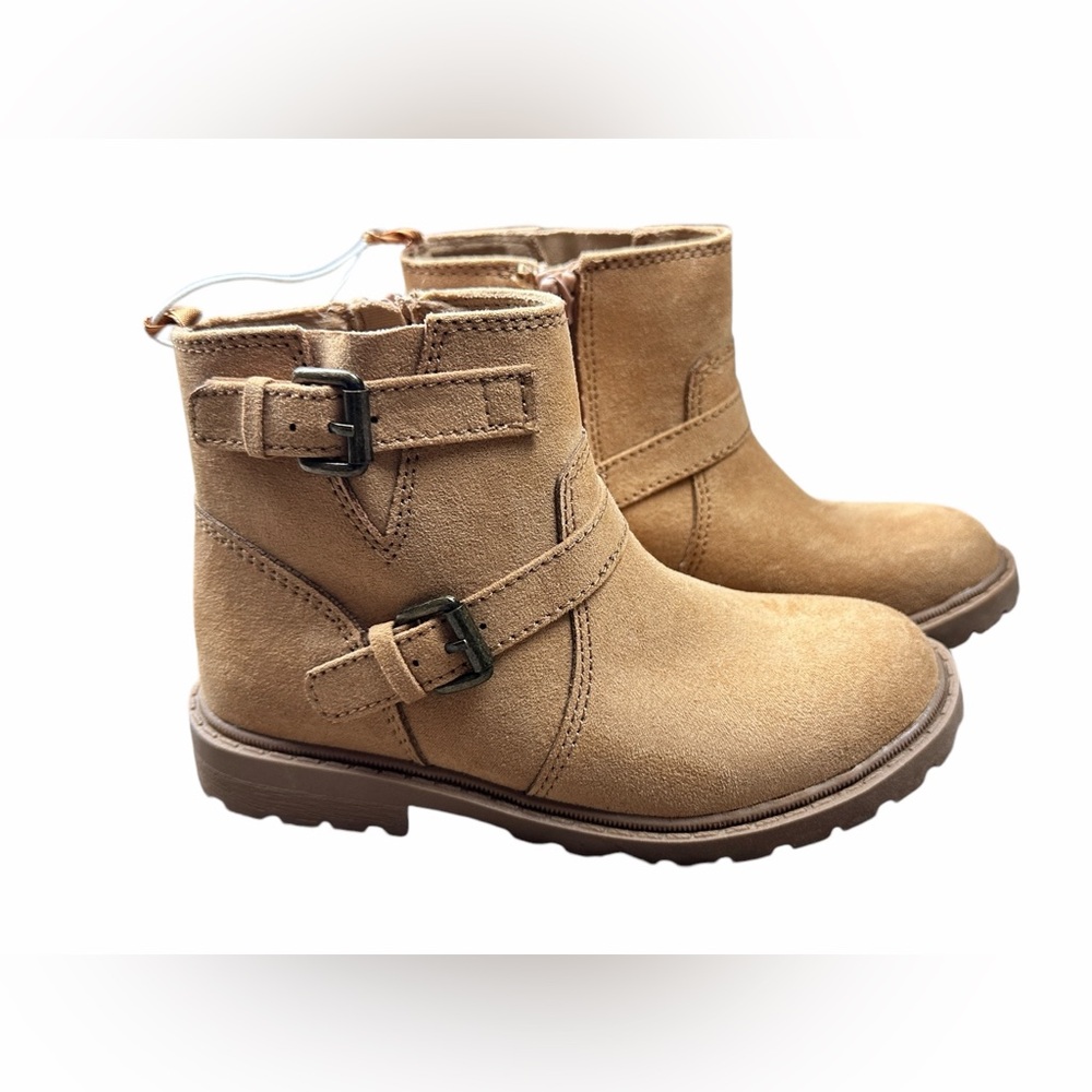 Old Navy Kids Tan Suede Ankle Boots with Buckle Detail